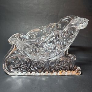 Vintage Crystal Christmas Sleigh, Crystal Sleigh Candy Dish, Vintage